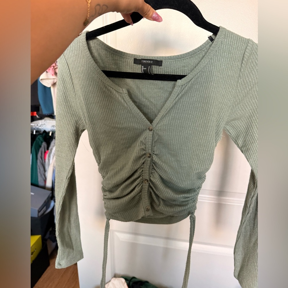 Women's Green Ruched Top